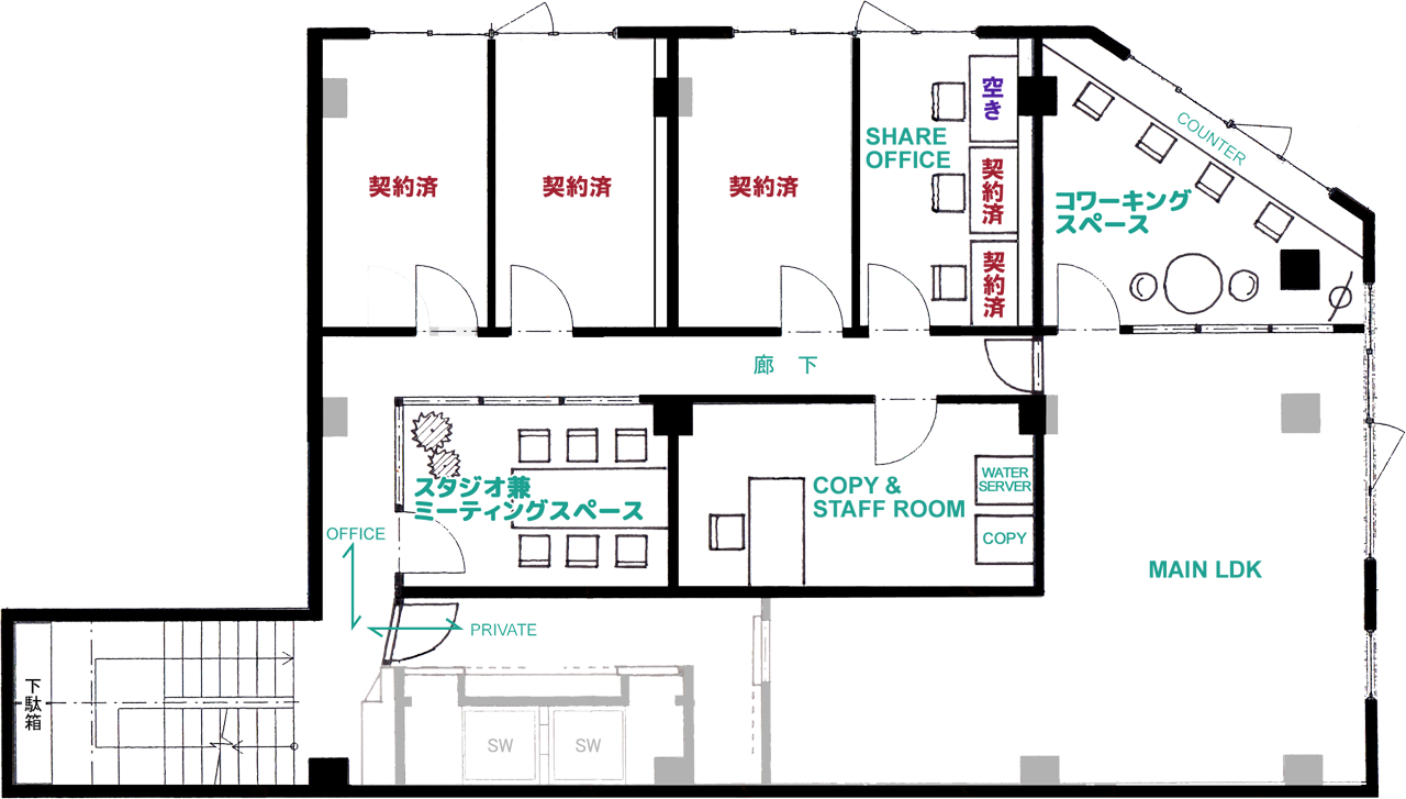 シェアオフィス間取図